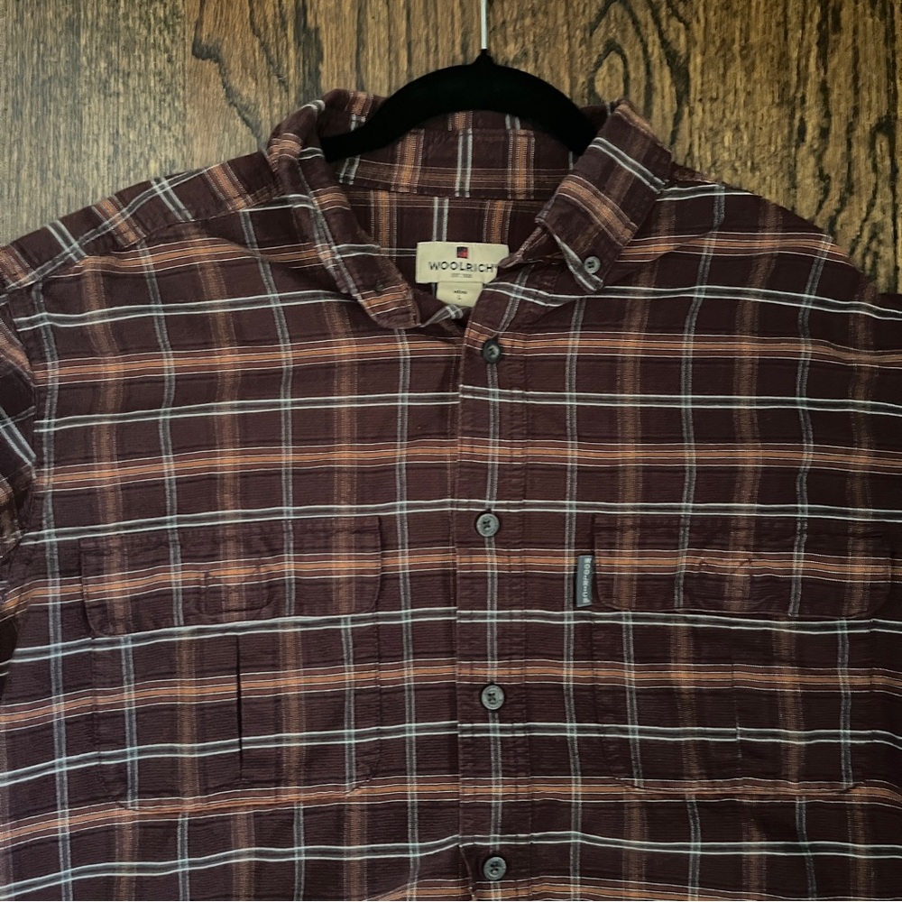 Vintage Woolrich Mens Shirt L  Plaid Long Sleeve Cotton Button Down USA